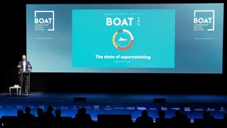 BOAT International's editor-in-chief Stewart Campbell spoke on the state of the superyacht market at the 2023 Superyacht Design Festival